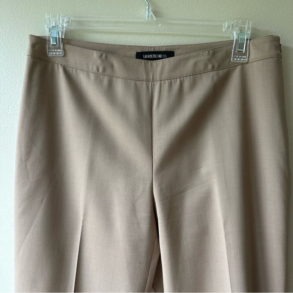 Lafayette 148 Bleeker Trouser Pant Wool Stretch Tan 4 Career Quite Luxury Office - Picture 2 of 12